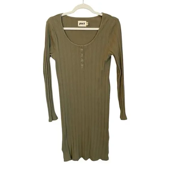 knee length dresses for ladies Venus Henley Midi Dress | Olive